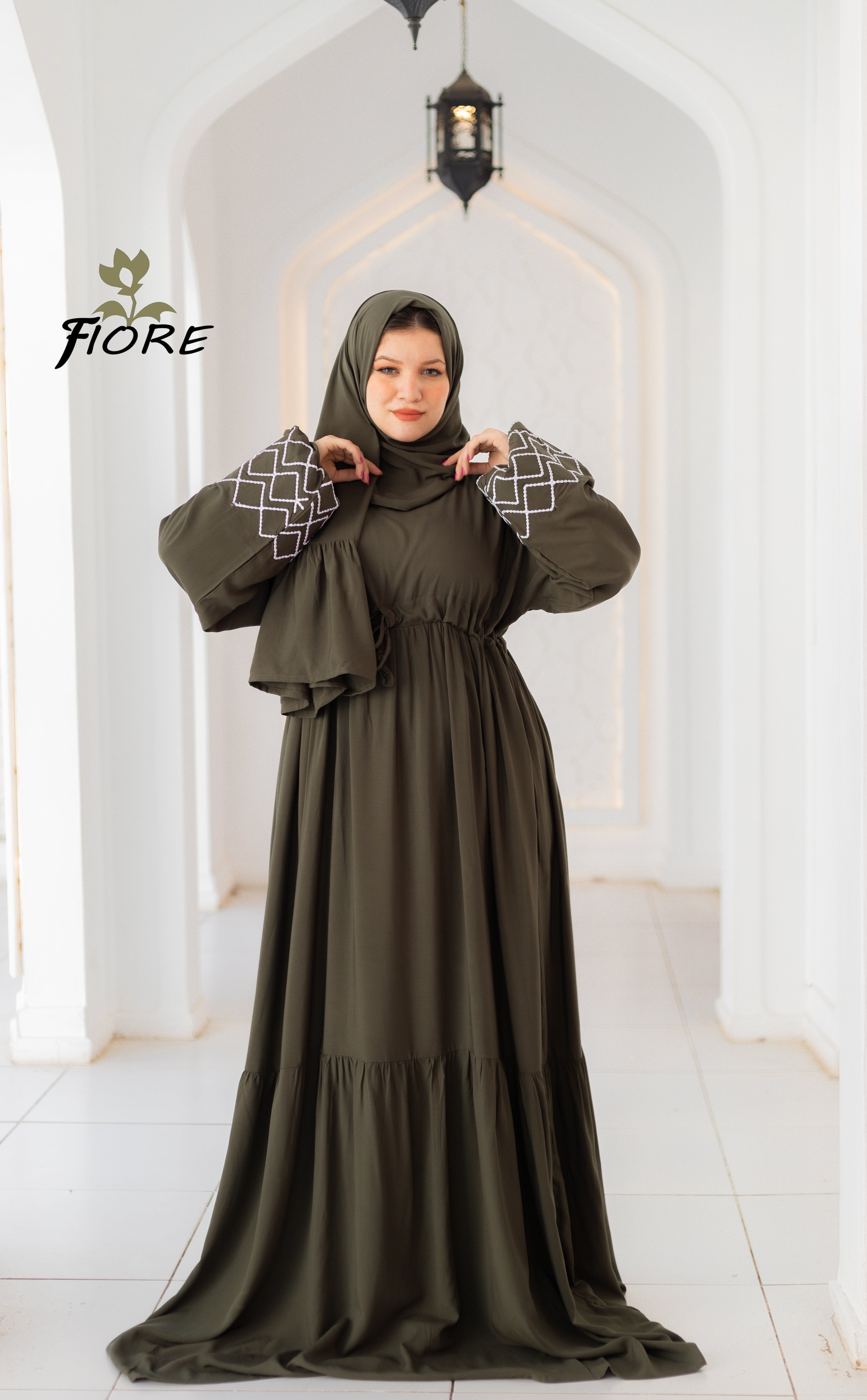 Embroidered Sleeve Dress