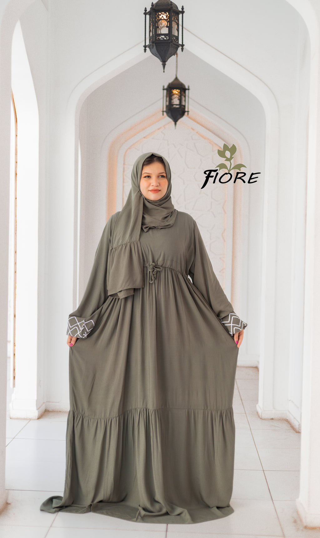 Embroidered Sleeve Dress