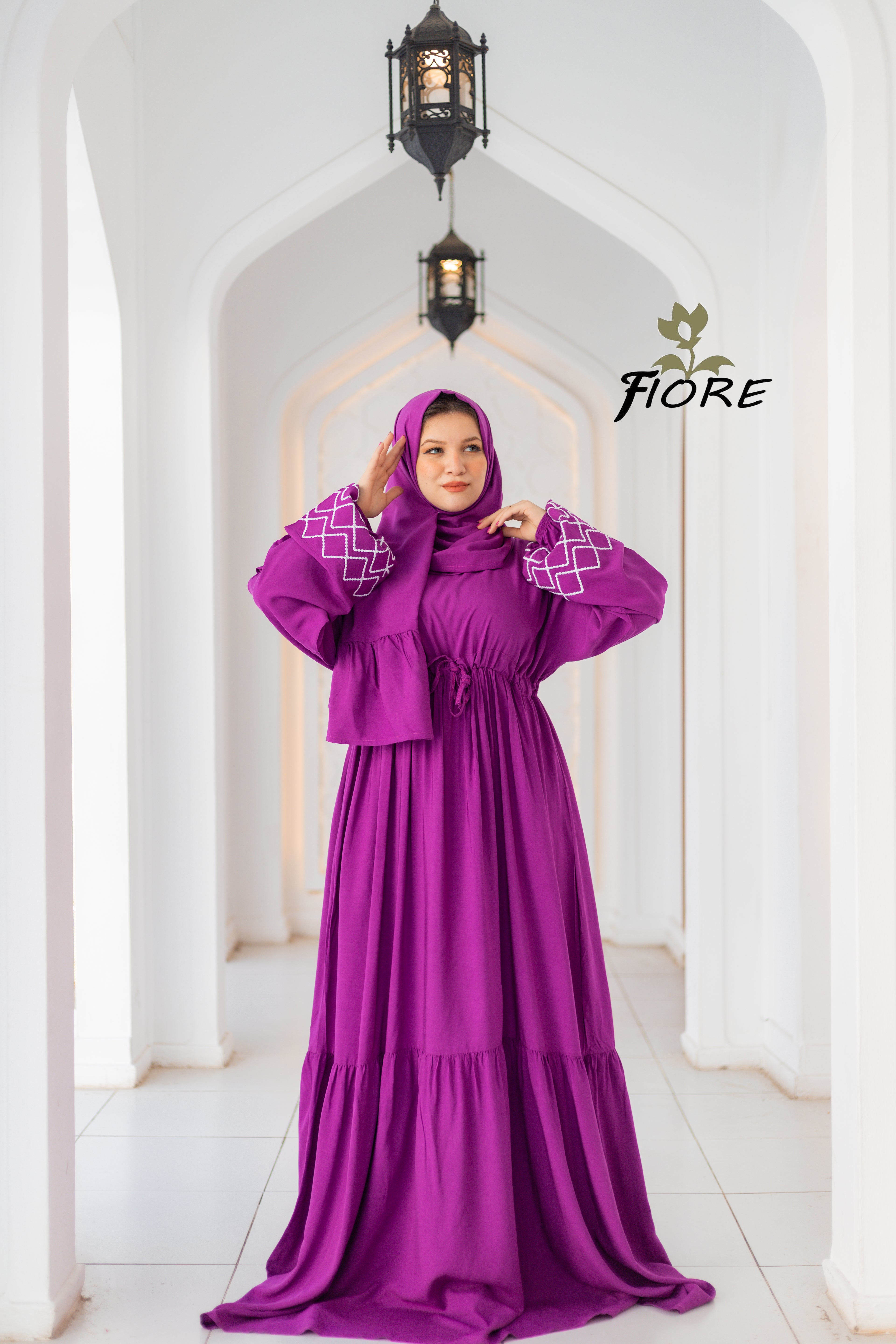 Embroidered Sleeve Dress