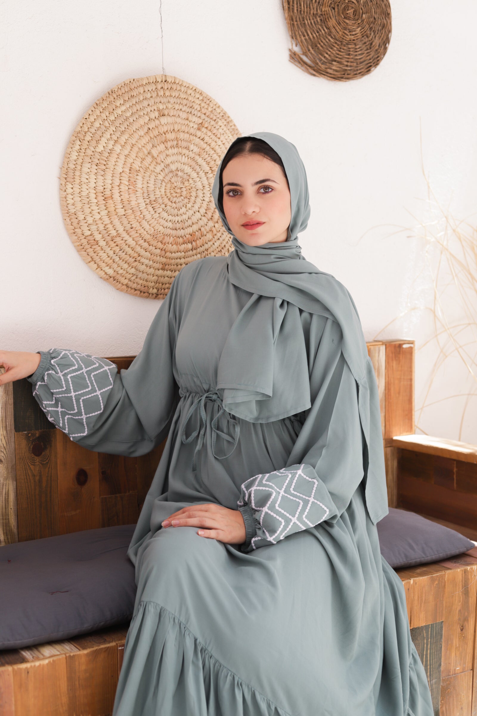 Embroidered Sleeve Dress