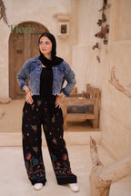 Floral Viscose Wide-Leg Pants