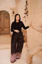 Floral Viscose Wide-Leg Pants