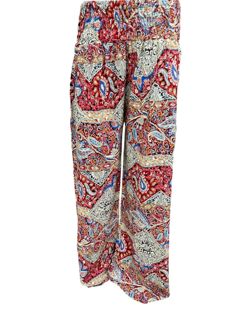 Floral Viscose Wide-Leg Pants