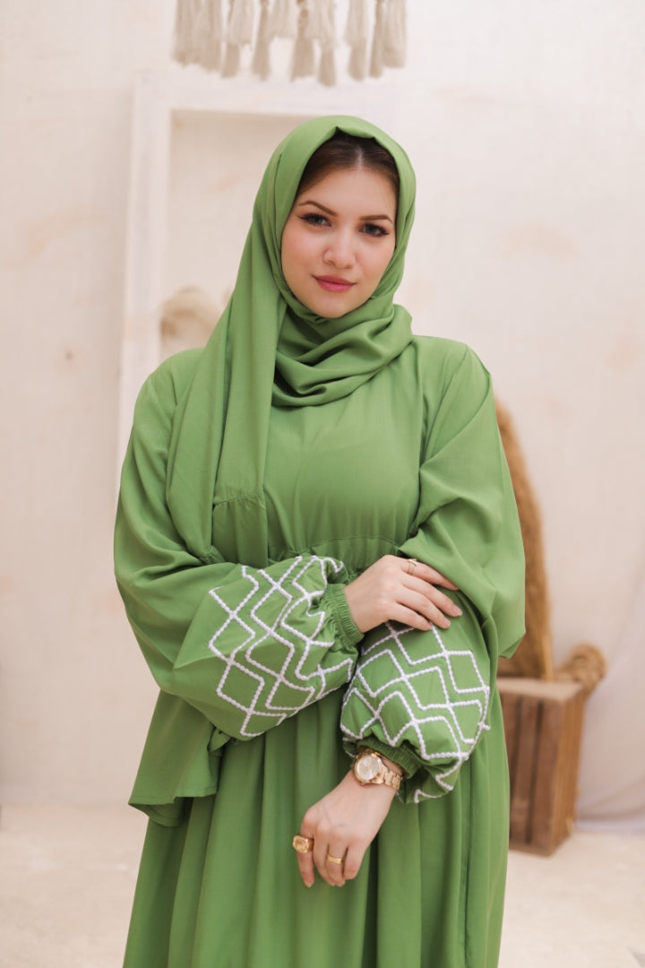 Embroidered Sleeve Dress