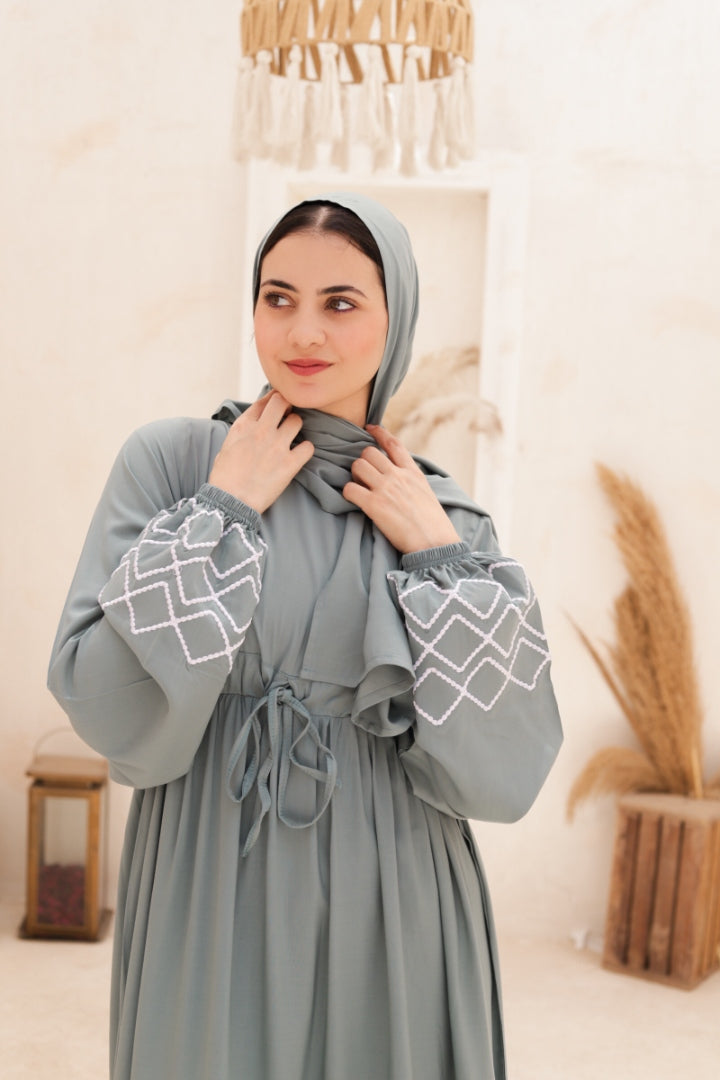 Embroidered Sleeve Dress